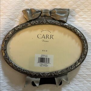 Carr Pewter 6”x4” Oval Picture Frame with Bow. New.